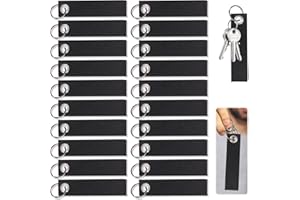 GAROMIA Felt Key Chain, 20 Felt Key Rings with Stainless Steel Ring, Personalised Key Chain, DIY Decoration, Craft Keyring, Felt Lanyards for Crafts, Black