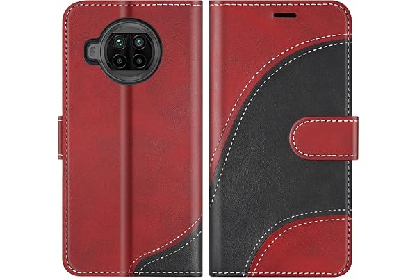 BoxTii Coque pour Xiaomi MI 10T Lite 5G, Portefeuille Etui en Cuir PU, Magnétique Protection Housse Coque pour Xiaomi MI 10T Lite 5G, Rouge