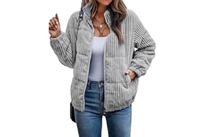 ASOMI Jacke Damen Kuschelige Fleecejacke Übergangsjacke Gefüttert Langarm Reißverschluss Herbst-Wintermantel mit Taschen
