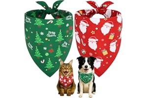 SZEE 2 Stück Hundehalstuch Weihnachten,Hunde Bandana-Festliches Halstuch für Hunde & Katzen mit Santa- und Tannenbaum-Motiv, Weiches Kopftücher Waschbarer Hundehalstücher, Ideale Haustiergeschenk, L