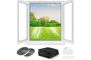 BERSSEN Moustiquaire Fenêtre 2 Ensembles - 150 x 150 CM - NOIRE, Aucun perçage n'est nécessaire, AVEC Découpeur, Adhésif, Découpable à la Dimension Souhaitée