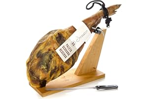 Jambon Serrano Espagnol (Épaule) Réserve Duroc + Support à Jambon + Couteau 4.5 - 5 Kg - Jamón Serrano Jamonprive
