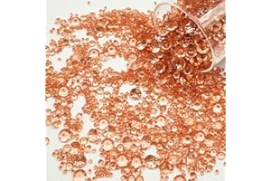 LEEWYOU Diamantes Decorativos, 4000 Piezas Diamantes de Cristal de Transparente, Gemas de Cristal Redondas para Mesa Relleno de Jarrones Boda 3MM/6MM/10MM (Oro Rosa)