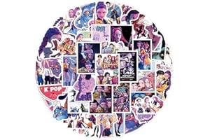 AUONY 55 Pcs Kpop Stickers, Waterproof Anime Movie Stickers for Laptop Skateboard Bicycle Phone Guitar Case Decor