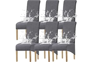 KELUINA Spandex Elástico Jacquard Fundas de Sillas Comedor XL para El Hogar (Gris1, 6 Piezas)