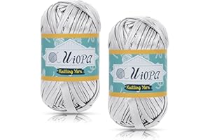 Uiopa Fettuccia Metallico per Borse a Uncinetto, 2 x 100g(2 x 45m) Filato Grosso di Tessuto in Poliestere, Filo Uncinetto per Borse, Cestini, Tappeti, Fai da Te, Artigianato