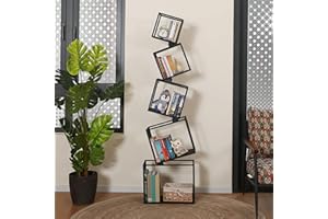 Vonkinka Regał na książki, 170 cm, regał biurowy, 5 poziomów, czarny, wysoki regał na książki, regał stojący, regał na płyty CD DVD, do salonu, sypialni, pokoju dziecięcego, biura (z filmami