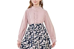 maoo garden Ragazze Manica Lunga Camicetta Ruffle Cotone Button Down Uniforme Camicie