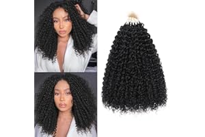 FLWAI Wstępnie zapętlone mikro kręcone szydełkowane włosy, 8 opakowań, 30 cm, naturalne, czarne, kręcone, szydełkowane, syntetyczne falowane, szydełkowane włosy, dla czarnoskórych kobiet (1B#)