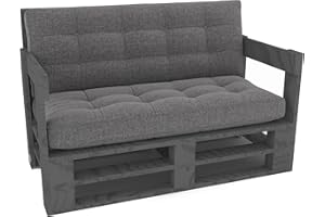 Lermowood Pallet Furniture Mpe Sofa 120 x 80 cm Grey Euro Pallets Indoor and Outdoor Lounge Garden Furniture Wooden Garden Furniture Set Lounge Furniture Patio Balcony Loft Style Pallets