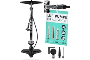 AARON Sport One – Fahrradpumpe für alle Ventile mit Manometer - Standpumpe für Rennrad, E-Bike, Mountainbike - Luftpumpe für 