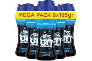 Lenor UNstoppables Perlas de Perfume para la Ropa, 96 Lavados (6 x 195g), Suavizante con Fragancia Frescor Alpino, Potenciador de Frescor