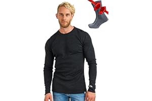100% Merino Unterwäsche Herren - Merino Langarmshirt Herren Atmungsaktiv Und Feuchtigkeitsableitend + Wollsocken