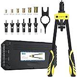 AUTOUTLET Rivet Nut Pliers Set, 14" Professional Rivet Pliers Set with M3 M4 M5 M6 M8 M10 6X Chrome-molybdenum Steel Mandrels