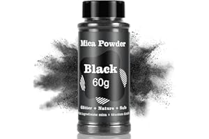 MOSUO Pigmentos en Polvo de Mica, 60 g de Tinte de jabón en Polvo de Resina epoxi, Purpurina Mineral Natural con Brillo metálico para Bombas de baño, Pintura artística de Poliuretano, Negro