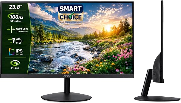 Acer SmartChoice SA242Y E 23.8 Inch Full HD IPS Monitor I 100Hz Refresh Rate I 1ms VRB I AMD FreeSync I Ultra Slim ZeroFrame Design I VisionCare I HDMI & VGA In