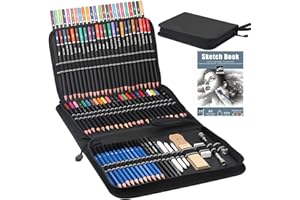 EIDEVO 96 zestawów ołówków do rysowania premium, w tym 72 kolorowych ołówków i 24 zestawy szkiców, zestaw ołówków artystycznych w etui na zamek do rysowania, szkiców i kolorowania