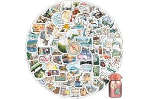 AONAYO 100 piezas de pegatinas para maleta, pegatinas para maleta, pegatinas para álbum de fotos, pegatinas de viaje, pegatinas resistentes al agua, pegatinas de vinilo vintage retro, para maletas