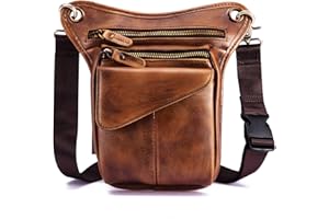 Le'aokuu Borsa Messenger in Vera Pelle da Uomo Marsupio Marsupio Hip Bum Borsa Coscia Tattica Con Gamba a Goccia 211-3