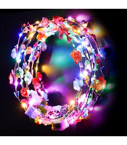 Herefun Serre-tête LED Lapin – Lot De 6 Bandeaux Lumineux Avec Oreilles – Couleurs Flashy – Piles Incluses – Fête, Noël, Concert