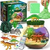 Dinosaur Terrarium Kit for Boys, Light Up Dinosaur Toys for Boys Ages 4-8 | All-in-One Craft Kit, 13-Color LED Night Light, E