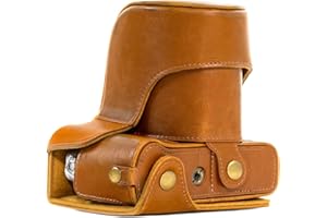 MegaGear MG578 Ever Ready skórzane etui na aparat i pasek kompatybilne z Fujifilm X-T30, X-T20 (16-50 mm / 18-55 mm soczewki), X-T10 - jasnobrązowe