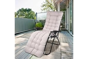 WildFun Coussin de Chaise Longue, Bain de Soleil, Transat, Matelas pour Transat, Coussin pour Chaise Extérieure pour Jardin, Bande de Réglage, 170 x 53 x 8cm, Gris