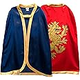 Liontouch - Noble Knight Cape, Blue & Red | Medieval Pretend Play Toy Cloak For Children With Golden Lion Decoration | Dress Up, Fancy Dresses, Cosplay & Royal Knight Costume Accessories For Boys