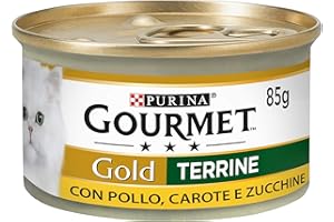 Purina Gourmet Gold - Zestaw 24 mokrej pasztety dla kota z warzywami, kurczakiem, marchewką i cukinią, 85 g każda