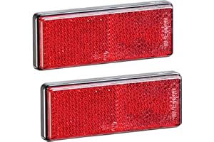 AGRISHOP 2xTrailer Rectangular Reflectors Red,Rear Self Adhesive Reflectors Red for Bike Caravan Horsebox,Reflective Reflectors for Gate Posts,Stick-on Red Rectangle Reflector E4 (Red-2PCS）