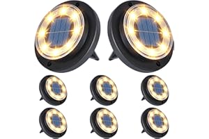 Flacchi Solar Bodenleuchten Aussen - Solarleuchten für Garten Außen mit 8 LEDs, Wasserdicht Led Solar Gartenleuchten, Solarlampen für Außen Rasen Auffahrt Gehweg Patio (Warmweiß, 8 Stück)