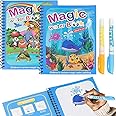 RNHDLY 2 PCS Magic Water Colouring Book, Water Painting Books for Kids, Water Magic Colouring Book, Water Colouring Books for Children with Pen for Children Gifts,Doodle Game