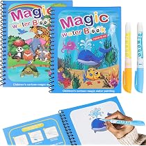 Magische Wassermalbücher – 6 Stück Mit Wasserstift – Wiederverwendbar Für Kinder Ab 3, Pädagogisches Mal-Spielzeug