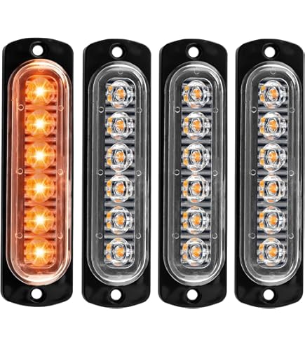 4 Pièces Feu De Pénétration Stroboscopique Ambre LED 12V/24V