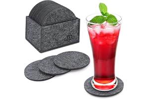 MENNYO Posavasos Originales, Juego de 14 Posavasos de Fieltro con Caja, Posavasos para Regalo Antideslizante Protección de Mesa Coasters para Bebidas frías y Calientes, Café, Vasos, Tazas