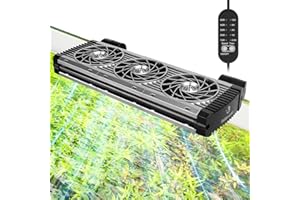 fishkeeper Aquarien Kühler, Aquarien Lüfter, Aquarium Wasserkühler, einstellbare Luftgeschwindigkeit und Timer, leiser Aquarienlüfter für Süßwasser-Salzwasser-Aquarien bis 60 cm (3 Lüfter)