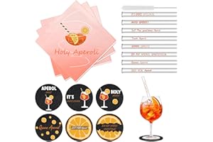 WDJLNZB Aperol Spritz Accessoires Set mit 30 Stück Servietten Holy Aperoli, 6 Filzuntersetzer Rund, 8 Glas Strohhalme mit Schachtel für Aperolliebhaber, Aperol Geschenk für Mottopartys, Sommerparty Deko (A)