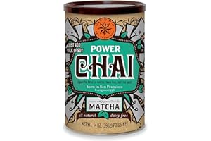 David Rio Power Chai Latte con Matcha, 14 Onzas, 398 g (Paquete de 1), Té, Vegano