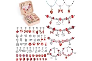 AUAUY olorowe kryształowe koraliki DIY bransoletka - czerwona, Prezent dla Dziewczynek 5-12 Lat Dziecko, Zestaw Do Tworzenia Bransoletek Charms, Zestaw Do Tworzenia Biżuterii dla Dziewczynek