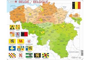 Larsen K59 Belgien Politische Karte, Mehrsprachig (Niederländisch/Französisch) Ausgabe, Rahmenpuzzle mit 48 Teilen