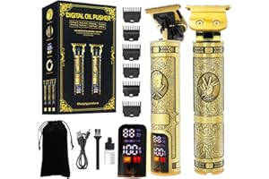 ZIZINET Beard Trimmer Hair Clippers Men, Professional T-Blade Beard Trimmer, Cordless USB Rechargeable Detailer with LCD Screen, Grooming Kit 7 in 1 for Barbers and Home, Gifts for Men Haircut