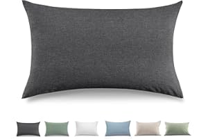 ‎TOCOMOA TOCOMOA Kissenbezug 40x70 cm 2er Set - 100% Gewaschene Baumwolle Kissenbezüge, Leinenoptik und Atmungsaktiv Kissenhülle, Dunkelgrau Kopfkissenbezug mit Reißverschluss