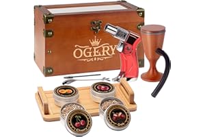 OGERY Cocktail Smoker Kit, Whiskey Smoker Kit with Smoking Gun, Old Fashioned Bourbon Smoker Box and 4 Flavors Wood Chips, Fathers Day Anniversary Birthday Gifts for Men, Dad, Husband (No Butane)