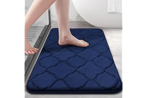 Homaxy Tappetino da bagno in memory foam, antiscivolo, morbido, assorbente, lavabile, facile da pulire, 40 x 60 cm, blu navy