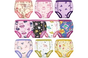 FLYISH DIRECT Pantalones de Entrenamiento para el Baño para Niños y Niñas, Ropa Interior para el Entrenamiento 100% Algodón, 10 Paquetes Braguitas de Entrenamiento Absorbentes Reutilizables, 2-9 Años