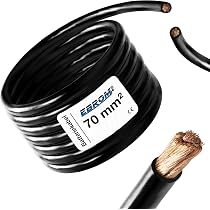EBROM Cable De Batería De Cobre OFC 99.9%, Rojo, Venta Por Metro, Sección 25 Mm², Resistente Y Autoextinguible