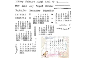 CRASPIRE Calendario Timbri Trasparenti Settimana Mese Parole Numero Riutilizzabili Sigilli per Timbri in Silicone Trasparenti retrò per Scrapbooking Album Fotografico Decorativo per Diario Creazione