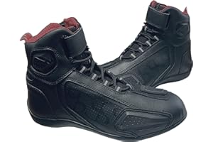 RKsports IXS Motorcycle Boots with Lace-up System, Molded Toe Sliders, Side Zip, Anti-slip Sole, Black