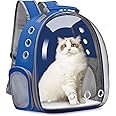 Cat Carrier Backpack, Pet Carrier Backpack Front Pack for Small Medium Cat Puppy Dog Carrier Backpack Bag Space Capsule, Pet Carrier for Travel Hiking Walking Camping (Blue)