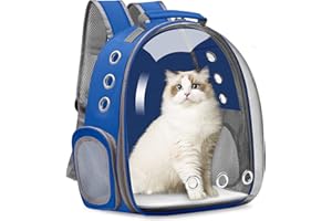 Vailge, zaino per gatti e gatti, zaino frontale per cani di piccola taglia e media e piccola per cani, zaino con capsula spaziale, porta animali per viaggi, escursionismo, campeggio, colore: blu